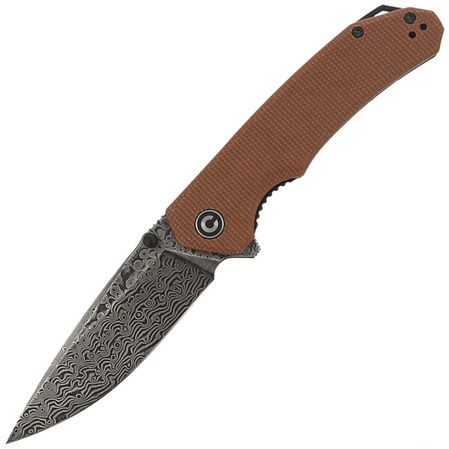 CIVIVI Knife Brazen Brown Micarta, Black Damascus (C2102DS-1)