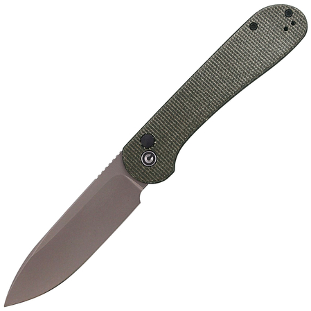 CIVIVI Knife Button Lock Elementum Dark Green Micarta, Gray Stonewashed (C2103C)