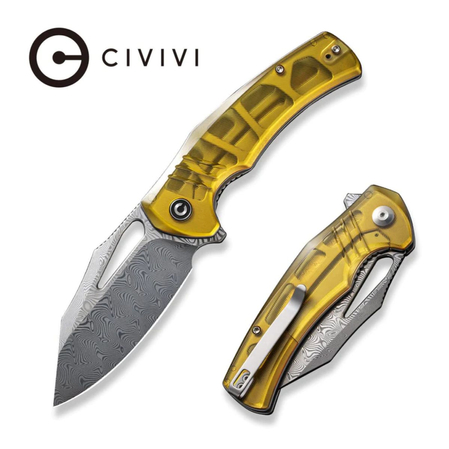 Civivi Knife BullTusk Polished Yellow Ultem, Damascus (C23017-DS1)