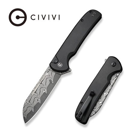 Civivi Knife Chevalier II Black Aluminium, Black Damascus (C20022B-DS1)