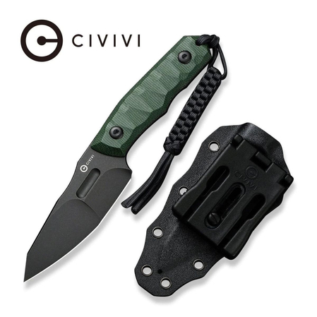 Civivi Knife Propugnator Green Canvas Micarta, Black Stonewashed D2 by PG Knives (C23002-2)