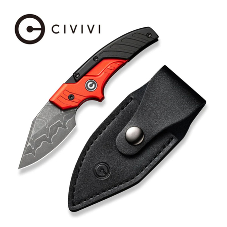 Civivi Knife Typhoeus Red/Black Aluminium, Damascus (C21036-DS1)