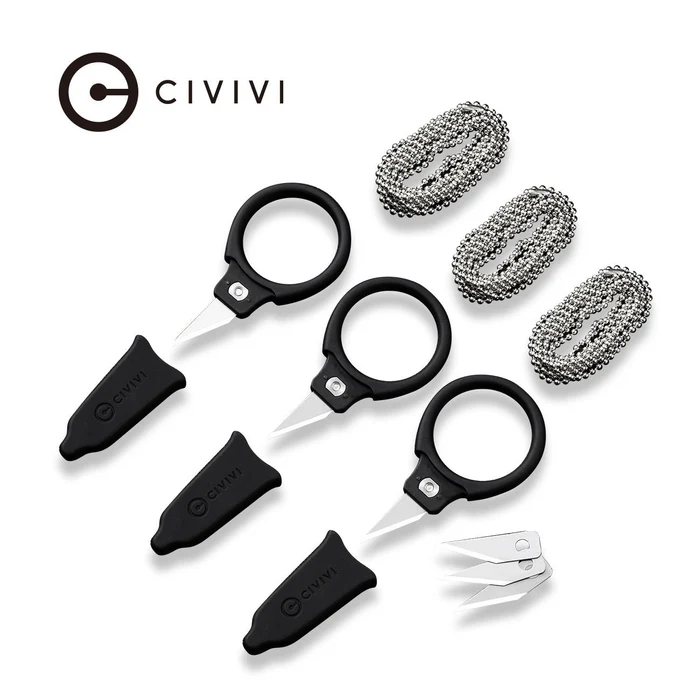 Civivi Quick Snip Neck Knife 3pcs Black ABS with Rubber Coating, 6Cr13 (C22022A-2)