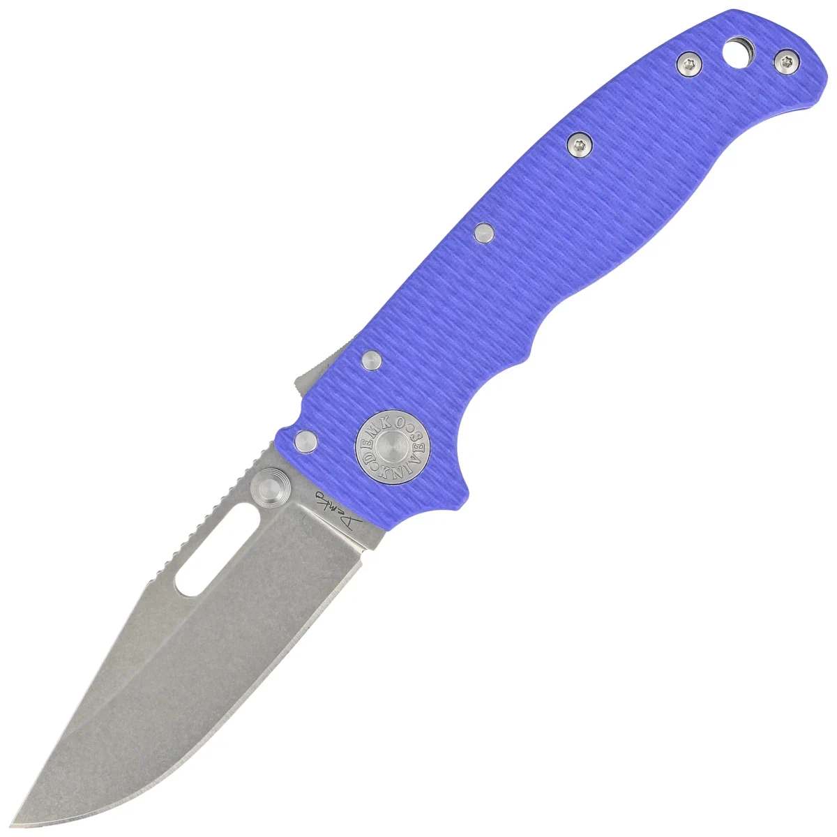 Demko AD20.5 Clip Point Knife Blue #2 G10, Stonewashed CPM 20CV by Andrew Demko (205-20CV-BLG10-CP)