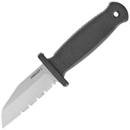 Demko Armiger 2 Shark Foot Black Thermal Plastic Rubber, Satin P/S 4034SS by Andrew Demko Knife (ARM2-4034SS-SF-SERR)