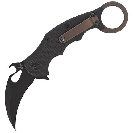 FOX Folding Knife Titanium Frame Lock / Carbon Fiber, Cerakote Black Elmax (FX-599TiC)