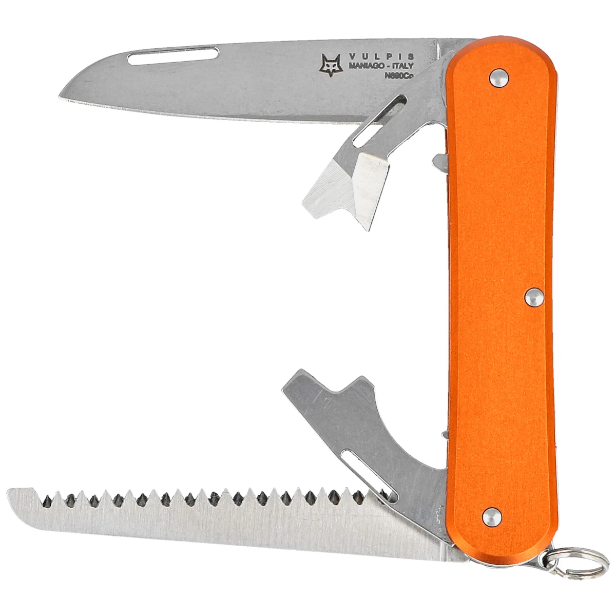 Fox Vulpis S4 Orange Aluminium, Polished N690Co Pocket Knife (FX-VP130-S4 OR)