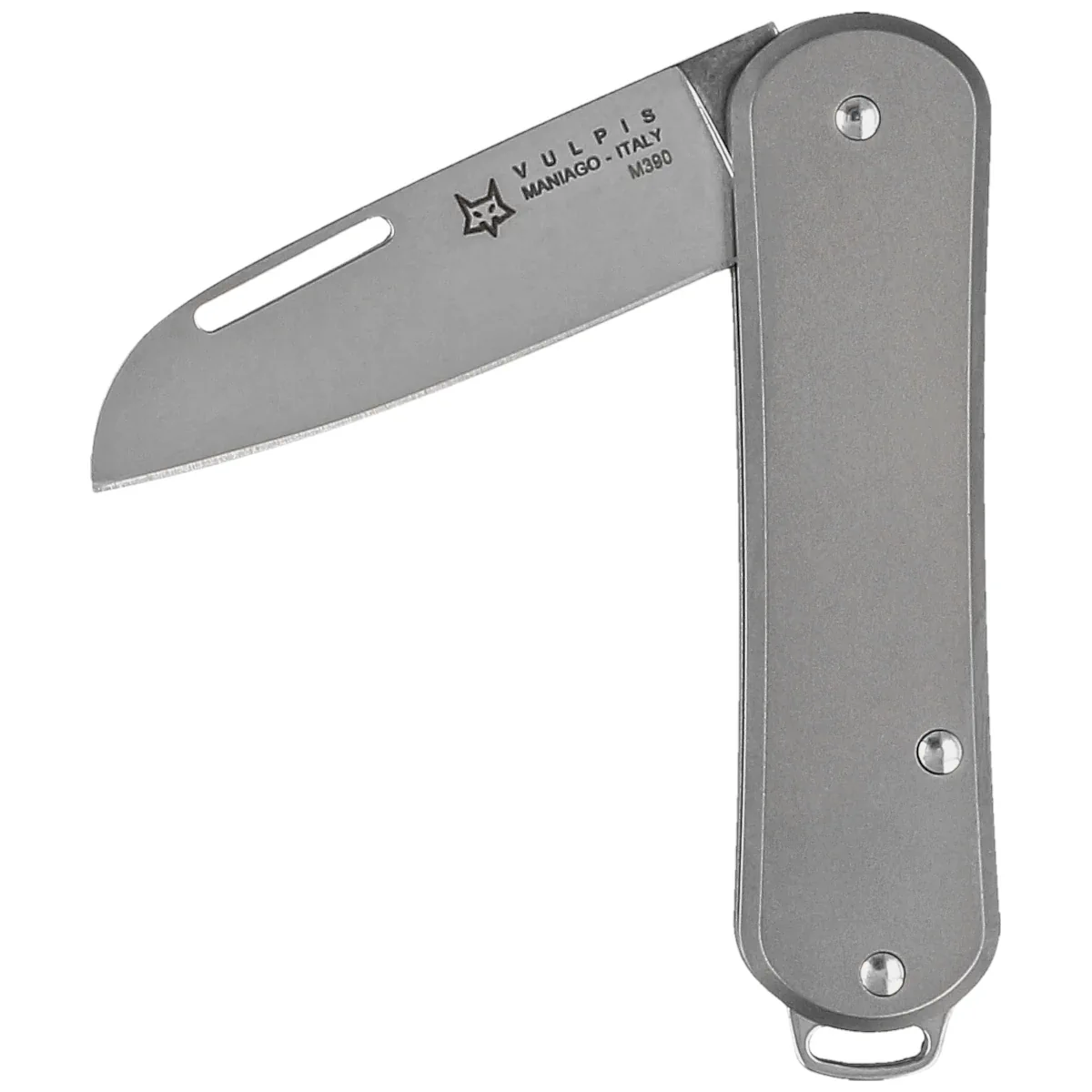 Fox Vulpis Sandblasted Titanium, Polished M390 Pocket Knife (FX-VP108 TI)