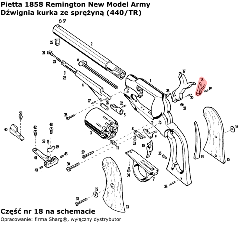 Hammer lever with spring Pietta 1858 Remington New Model Army (440/TR)