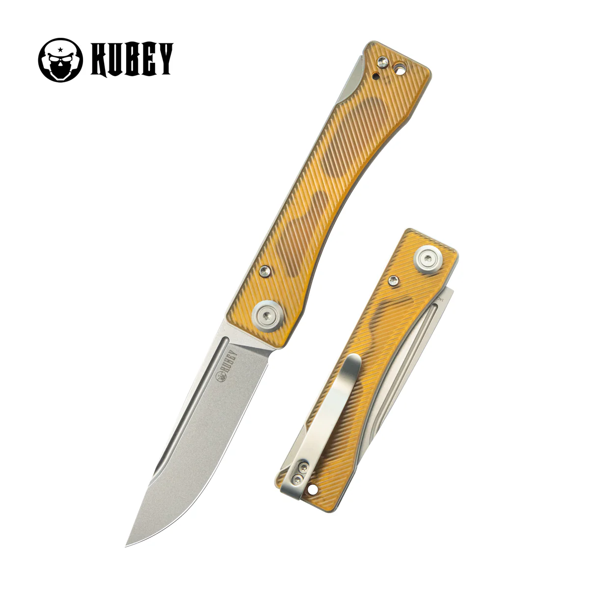 Kubey Akino Knife Yellow Ultem, Beadblasted 14C28N by Tiguass (KU2102E)