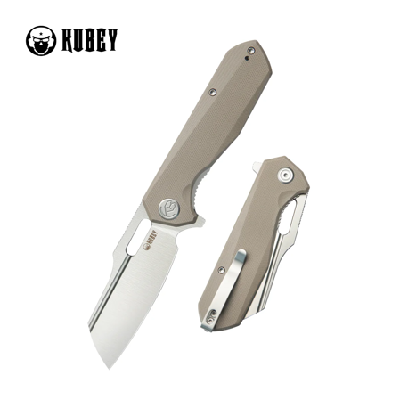 Kubey Atlas Knife Tan G10, Satin 14C28N by Jelly Jerry (KU328J)