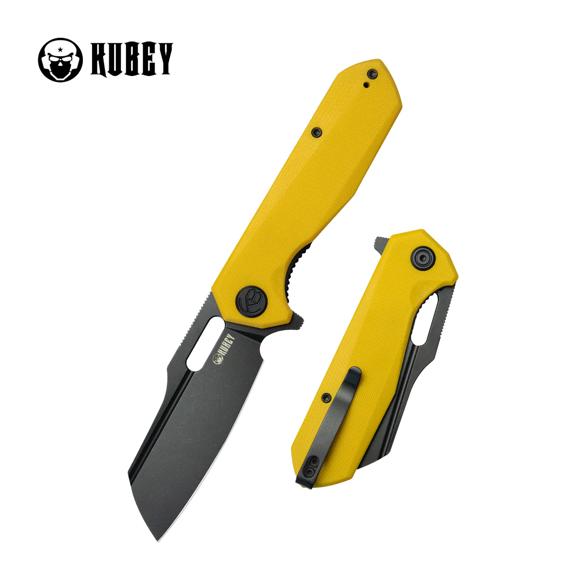 Kubey Atlas Knife Yellow G10, Blackwashed 14C28N by Jelly Jerry (KU328E)