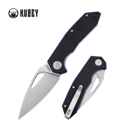 Kubey Coeus Knife Black/Purple G10, Beadblasted 14C28N (KU122R)