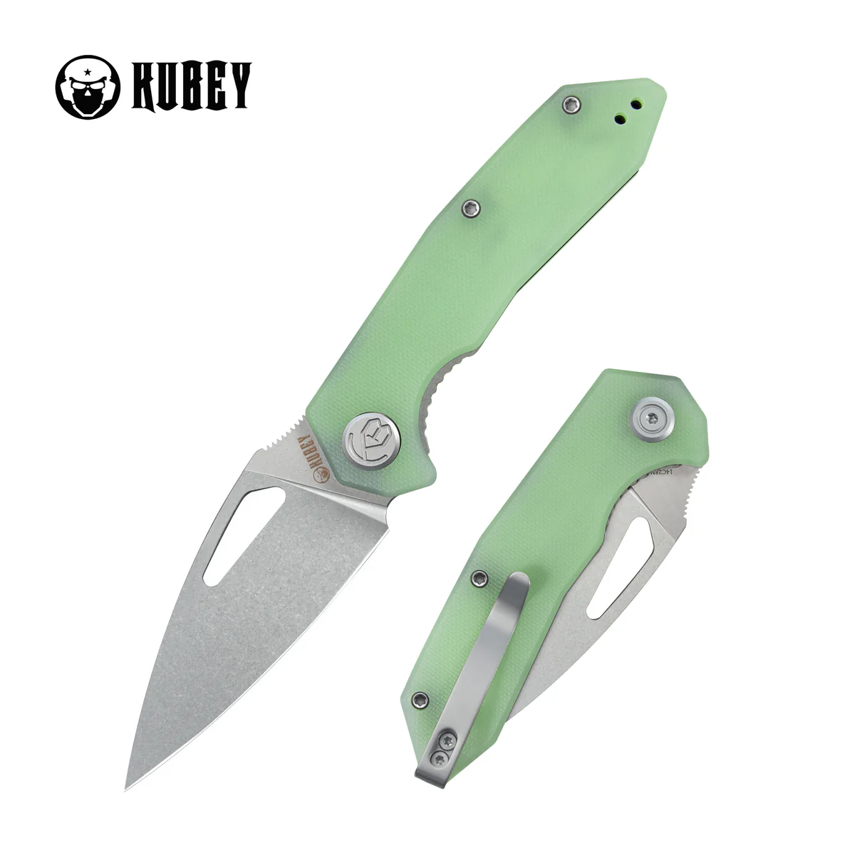 Kubey Coeus Knife Jade G10, Stonewashed 14C28N (KU122V)