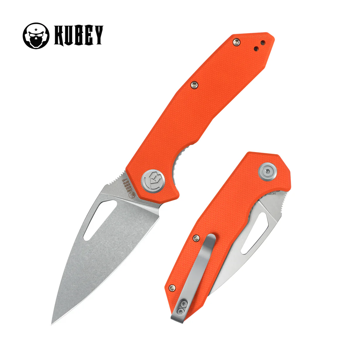 Kubey Coeus Knife Orange G10, Stonewashed 14C28N (KU122W)