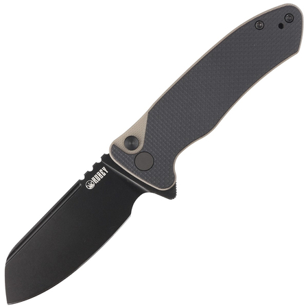 Kubey Creon Knife Black/Tan G10, Blackwashed AUS-10 (KU336F)