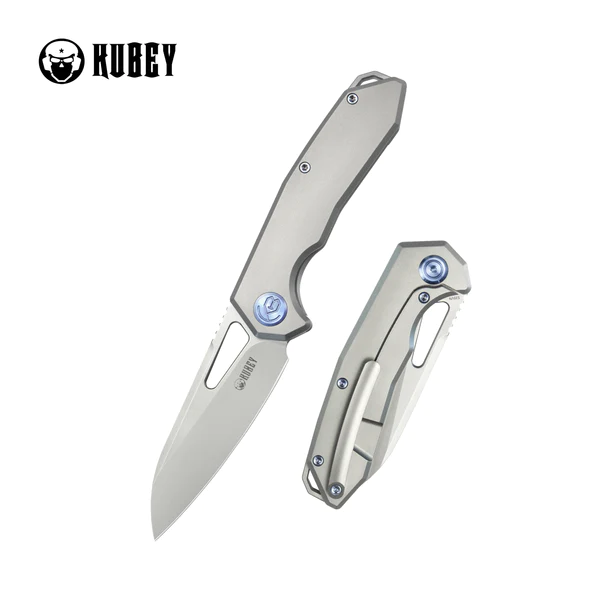 Kubey Knife Vagrant Grey Titanium, Bead Blasted CPM S35V by Maksim Tkachuk (KB284F)
