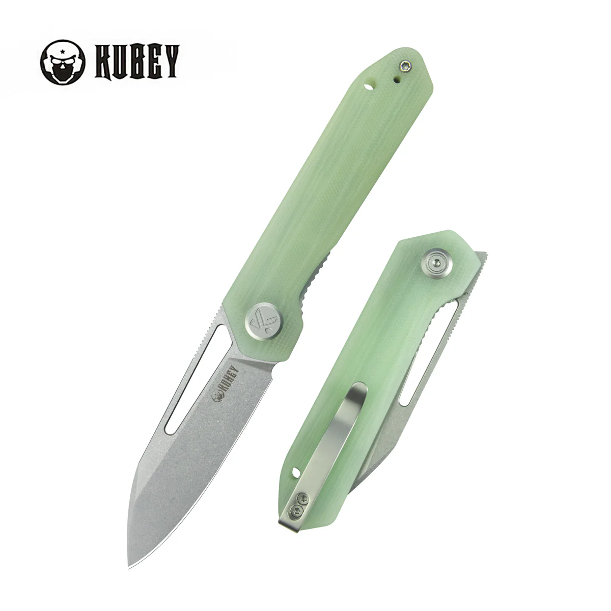 Kubey Royal Knife Jade G10, Stonewashed 14C28N by Colin Maisonpierre (KU321R)