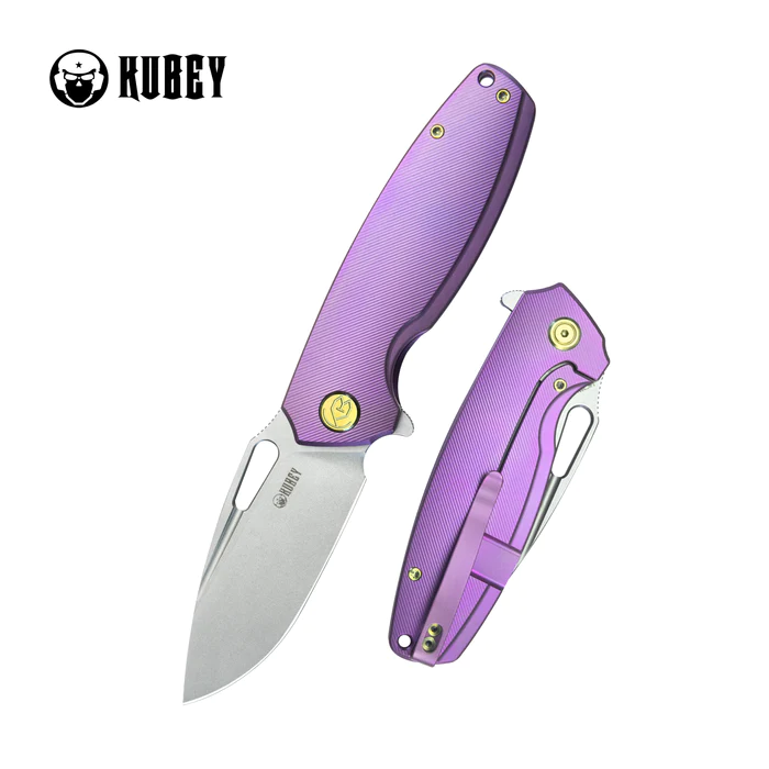 Kubey Tityus Knife Purple Titanium, Bead Blasted 14C28N (KB360C)