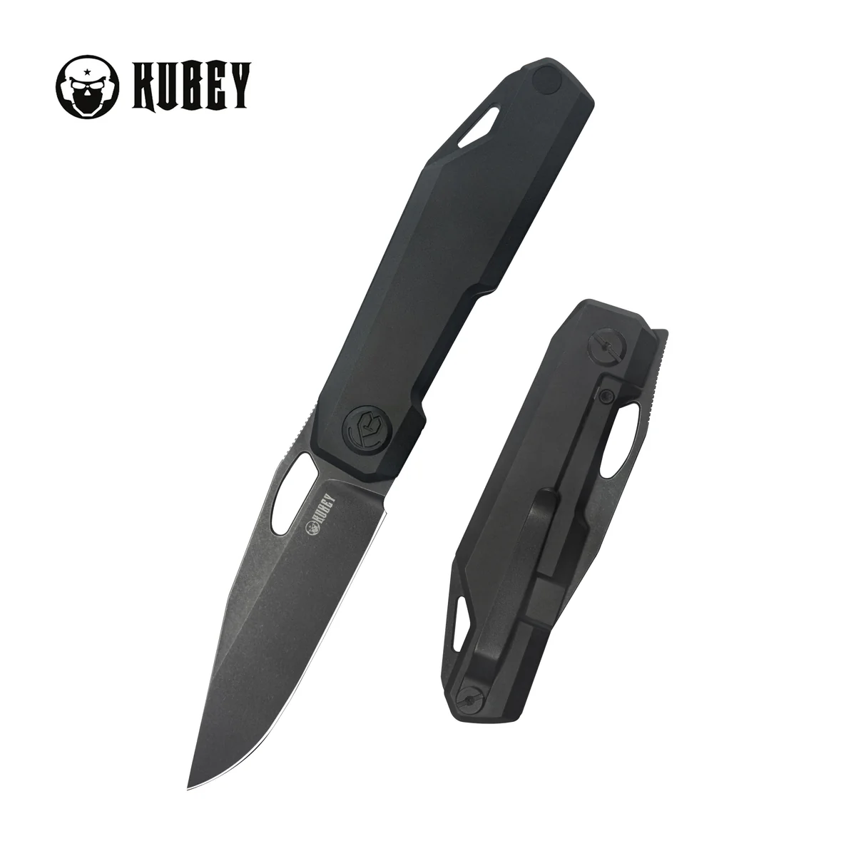 Kubey Verijero Knife Black Titanium, Blackwashed 14C28N by George Ovchinnikov (KB340D)