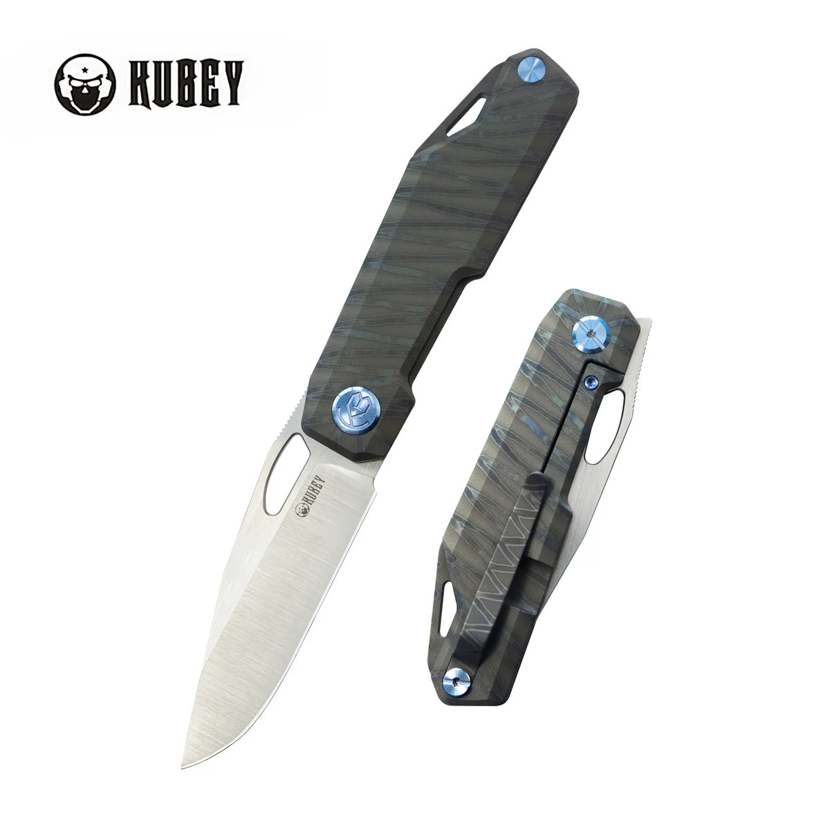 Kubey Verijero Knife Flame Titanium, Satin 14C28N by George Ovchinnikov (KB340C)