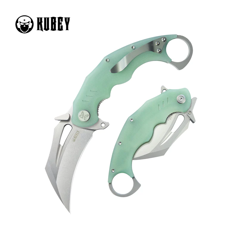 Kubey Wrath Knife Jade G10, Beadblasted 14C26N by MUZI Design (KU261I)