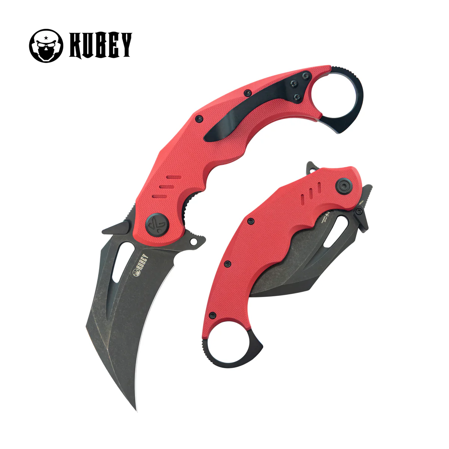 Kubey Wrath Red G10, Blackwashed 14C26N by MUZI Design (KU261G)