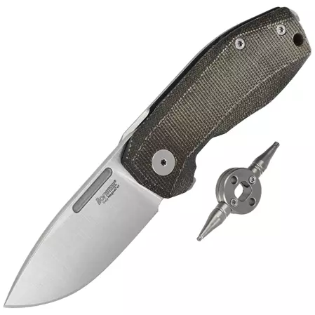 LionSteel Nano Green Canvas Micarta, Satin MagnaCut Knife (NA01 CVG)