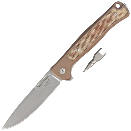 LionSteel Skinny Earth Aluminium/Natural Canvas Micarta, Stonewashed by Molletta Knife (SK01A ES)