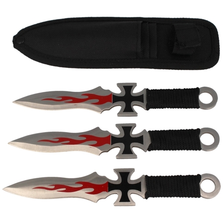 Martinez Albainox Black Cross Set 3pcs Throwing Knives (31884)