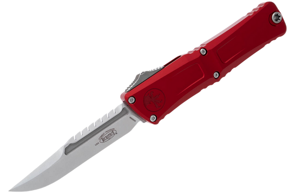 Microtech Combat Troodon Interceptor Gen III Signature OTF Knife Red Aluminum, Stonewashed M390MK by Tony Marfione (1217-10RDS)