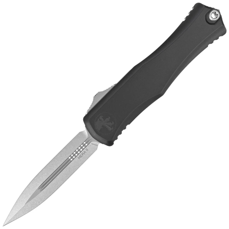 Microtech Hera II D/E Black Aluminum, Stonewashed M390MK by Tony and Sean Marfione OTF automatic knife (1702-10)