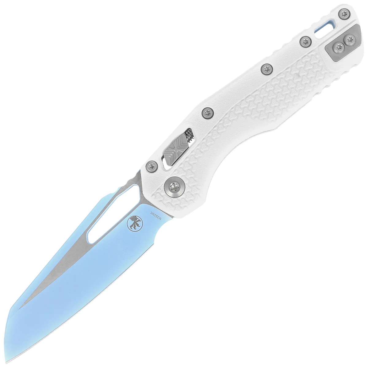 Microtech MSI S/E White Tri-Grip Polymer, Sky Blue M390MK Knife by Tony Marfione (210T-1PMCWH-Y7)