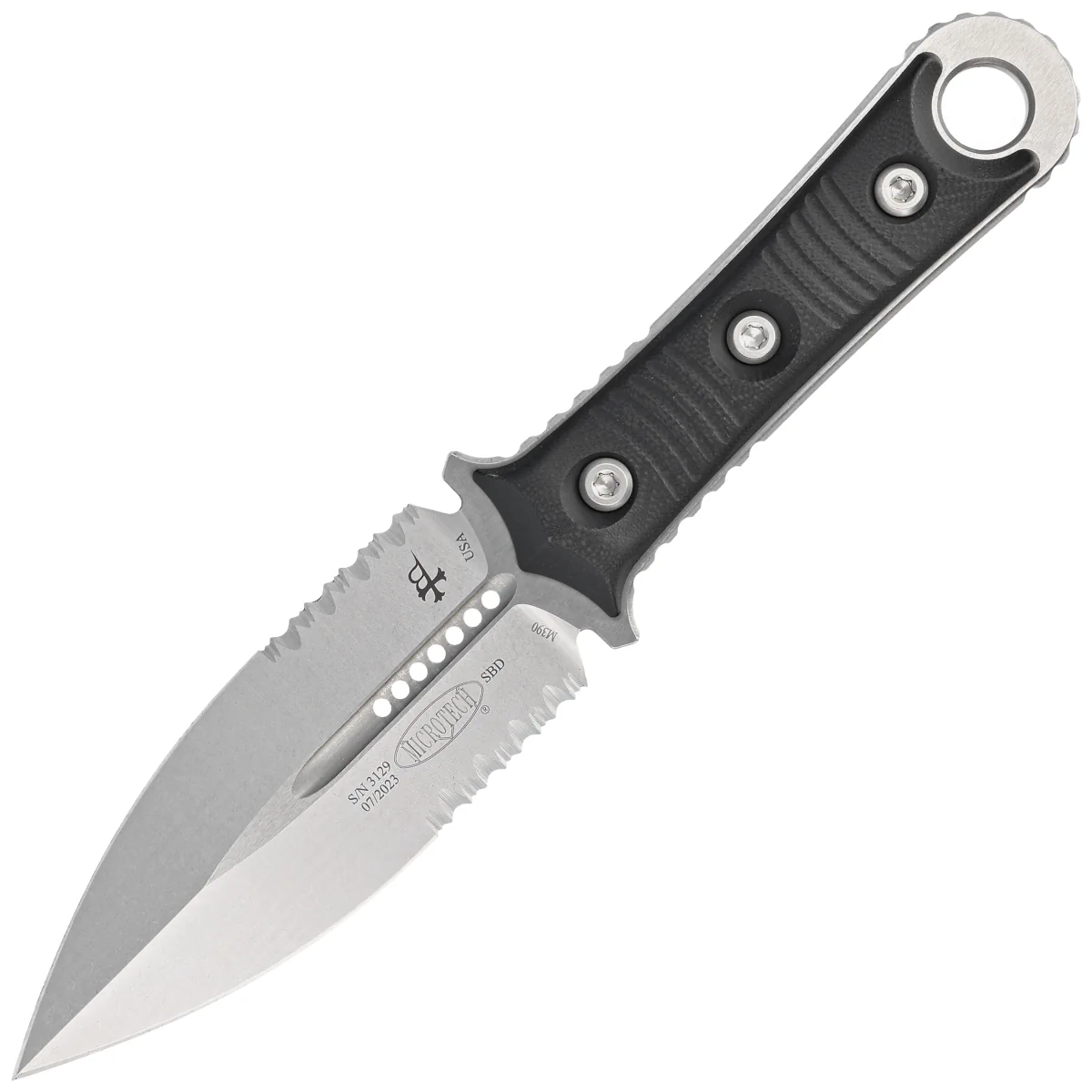 Microtech SBD D/E Milled Black G10, Stonewashed P/S M390 by Borka Blades (201-11)