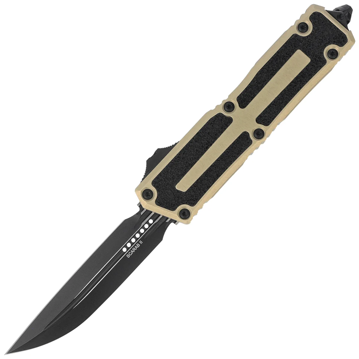 Microtech Scarab II D/E-S Gen III OTF Knife Sand Aluminium/3M, Black M390MK by Tony Marfione (1180-1SN)