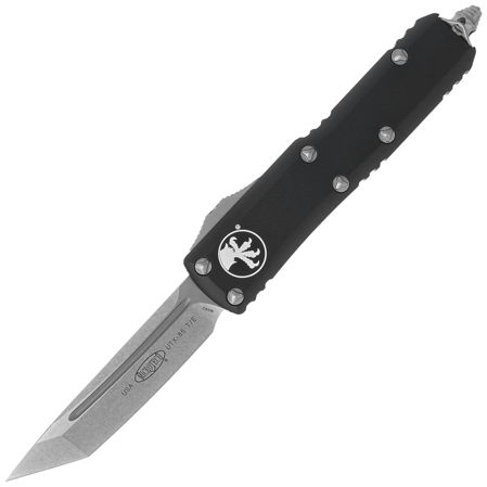 Microtech UTX-85 T/E Black Aluminum OTF Knife, Stonewashed M390 (233-10)