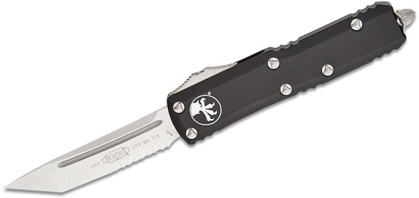 Microtech UTX-85 T/E Black Aluminum OTF Knife, Stonewashed P/S M390 (233-11)