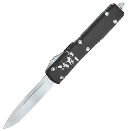 Microtech Ultratech S/E Steamboat Willie Signature Black Aluminium, Antique White M390 by Tony Marfione OTF automatic knife (121-1SB)