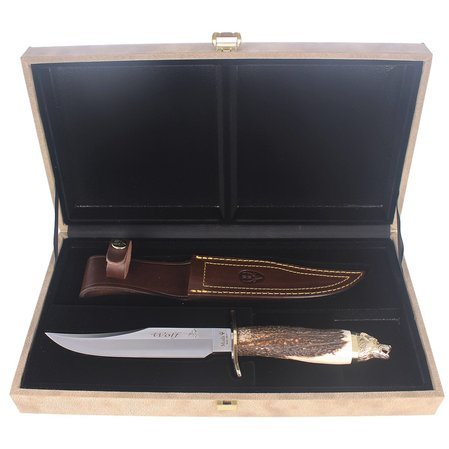 Muela Deer Stag Knife, Satin 1.4116 Gift Box (WOLF-16A)