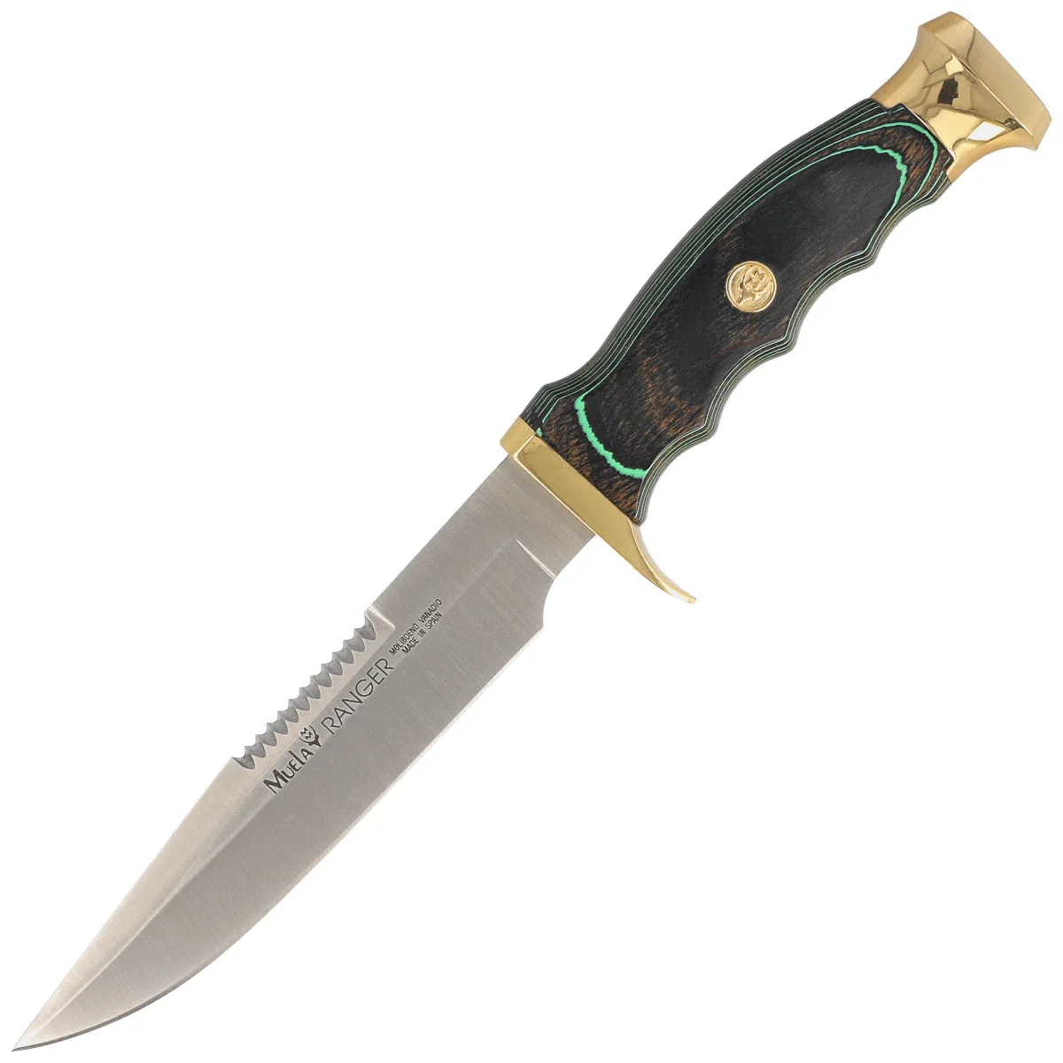 Muela Ranger-14GS Green Pakka Wood, Satin X50CrMoV15 knife