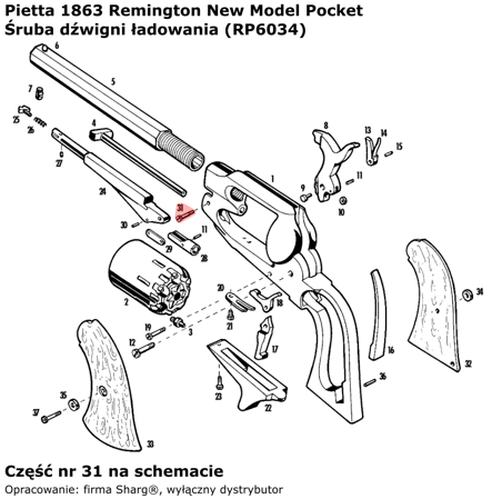 Pietta 1863 Remington Pocket Loading Lever Screw (RP6034)