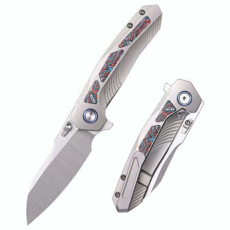 Remette Kestrel Knife Gray Titanium/Multicolored Carbon Fiber, Satin CPM S35VN (RTPO-B)