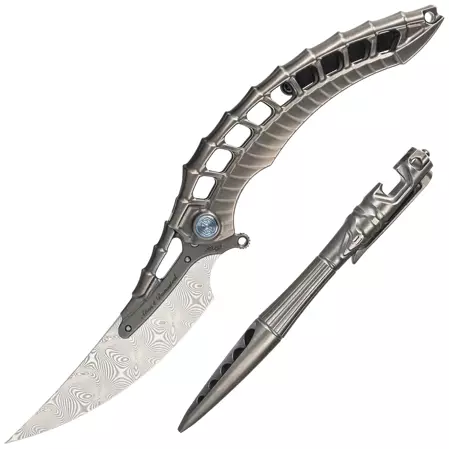 RikeKnife Alien 4 Dark Gray Titanium, Damasteel by Richard Wu (RK-ALIEN4-DG)