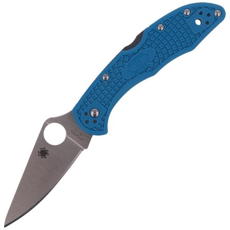 Spyderco Delica 4 FRN Blue Flat Ground PlainEdge Knife (C11FPBL)