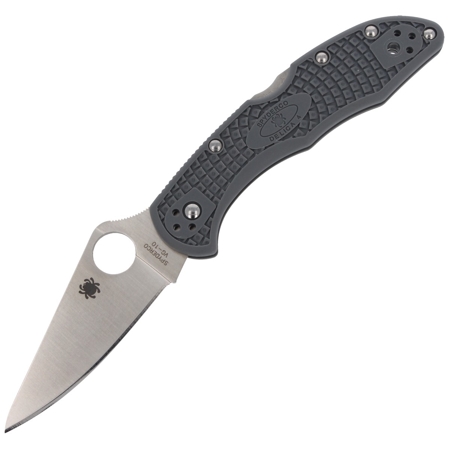 Spyderco Delica 4 FRN Gray Flat Ground PlainEdge Knife (C11FPGY)