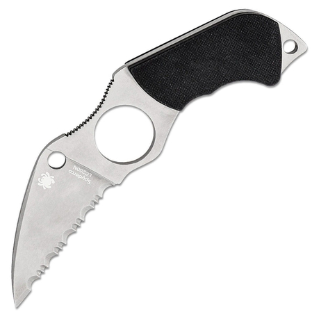 Spyderco Swick 6 Small Black G10 Knife, Wharncliffe Serrated LC200N by Sal Glesser (FB14S6)