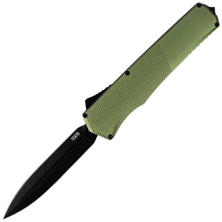 Tekto A5 Spry D/E OD Green Aluminum OTF Knife, Black CPM S35VN