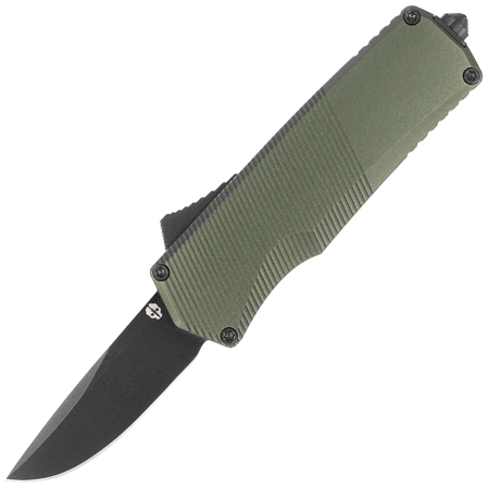 Tekto A5 Spry Mini D/P OD Green Aluminum OTF Knife, Black CPM S35VN