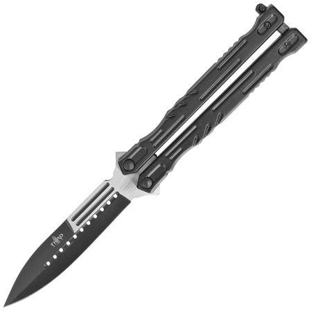 Third Decor Habitat Balisong Black Stainless Steel, Two-Tone 420 Butterfly Knife (K2448)