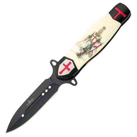 Third Decor Habitat Templar 1610N Black Aluminium/White ABS, Black 420 assisted knife